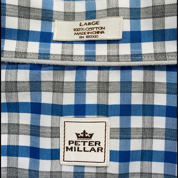 Peter Millar Men’s Large Long Sleeve Shirt Blue, Gray - Picture 9 of 13